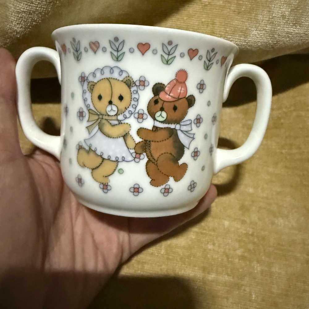 Sango Kids Cup with Dancing Bear Design 80s double handle vintage exc cond